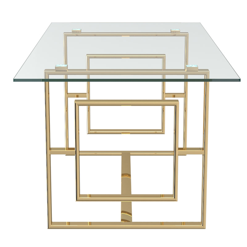 4. "Enhance your dining space with the Eros Rectangular Dining Table in Gold"