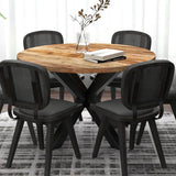 2. "Natural and Black Arhan Round Dining Table - Perfect for contemporary interiors"