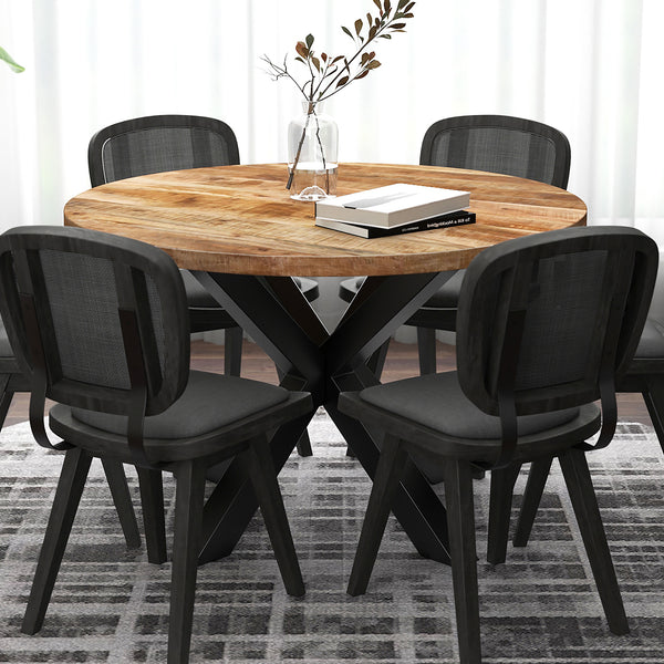 2. "Natural and Black Arhan Round Dining Table - Perfect for contemporary interiors"