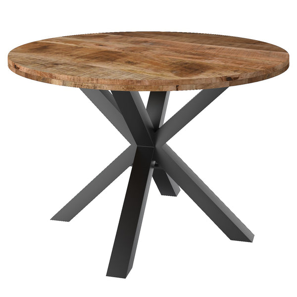 1. "Arhan Round Dining Table in Natural and Black - Sleek and modern design"