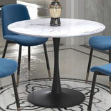2. "White Faux Marble and Black Dining Table - Perfect for contemporary interiors"