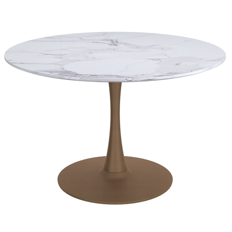 1. "Zilo 48" Round Dining Table in White Faux Marble and Aged Gold - Elegant and stylish centerpiece for your dining room"