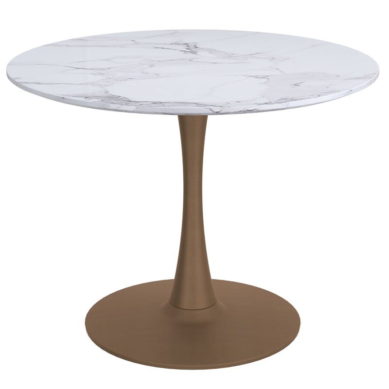 1. "Zilo 40" Round Dining Table in White Faux Marble and Aged Gold - Elegant and stylish centerpiece for your dining room"