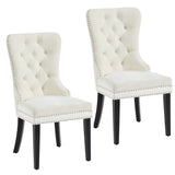 7. "Ivory and Black Velvet Side Chair - Add a touch of elegance to your living space"