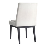 3. "Set of 2 Cortez Dining Chairs in Beige Fabric and Black - Enhance your dining experience with these modern chairs"
