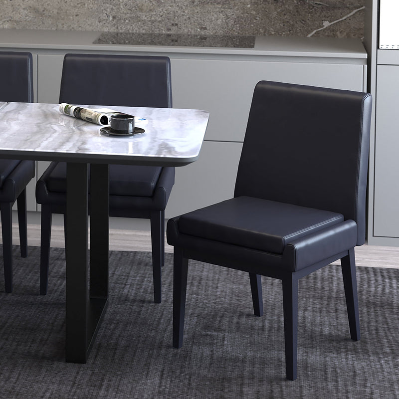 2. "Black Faux Leather Dining Chairs - Set of 2, perfect for modern interiors"