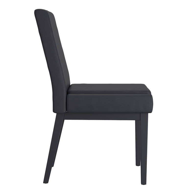4. "Black Faux Leather Chairs - Set of 2, ideal for contemporary dining spaces"