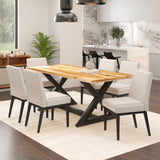 2. "Beige Faux Leather and Black Cortez Dining Chair Set - Stylish and Versatile Furniture"
