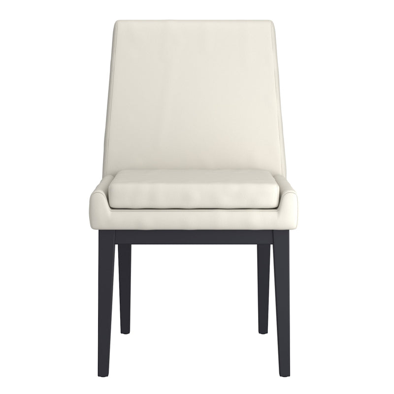 5. "Cortez Dining Chair Set in Beige Faux Leather and Black - Durable and Easy to Clean"