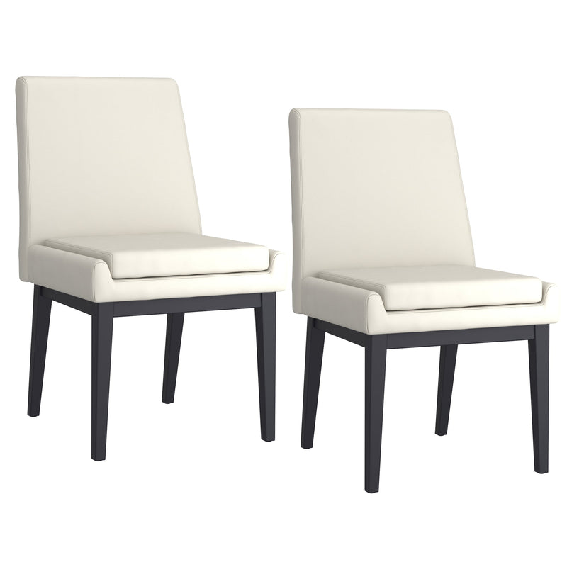 7. "Cortez Dining Chair Set of 2 in Beige Faux Leather and Black - Contemporary and Chic Seating"
