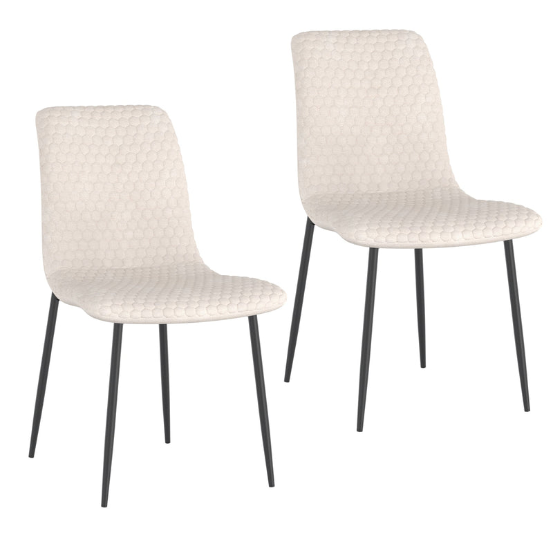 7. "Brixx Dining Chair, Set of 2 in Beige Fabric and Black - Versatile chairs suitable for various interior styles"