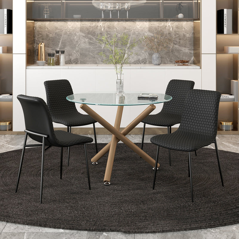 2. "Black Faux Leather Dining Chairs - Set of 2, perfect for modern interiors"