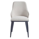 5. "Kash Dining Chair, Set of 2, Beige Fabric and Black - Enhance your dining experience"