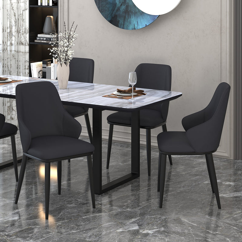 2. "Black Faux Leather Dining Chairs - Set of 2, perfect for modern interiors"