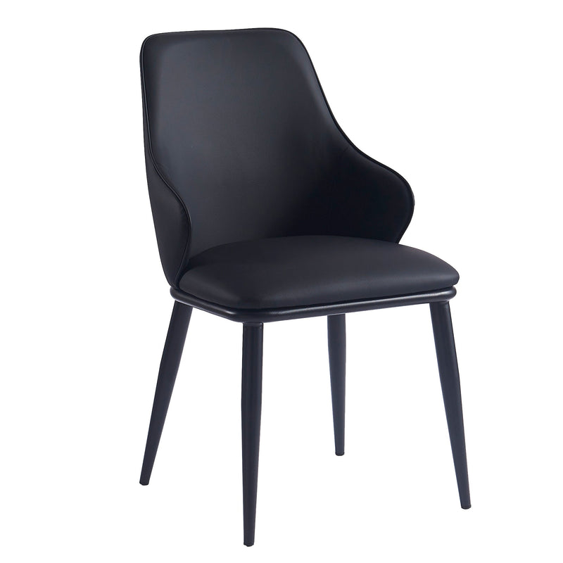 1. "Kash Dining Chair, Set of 2, in Black Faux Leather and Black - Sleek and stylish seating option"