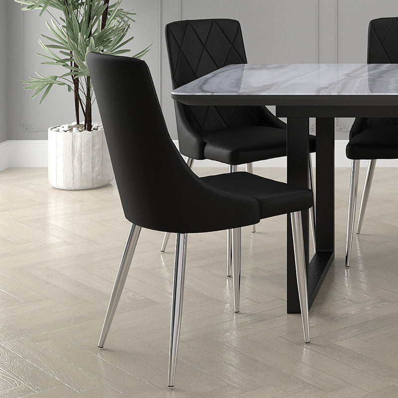 2. "Black and Chrome Devo Dining Chair, Set of 2 - Stylish addition to any dining space"