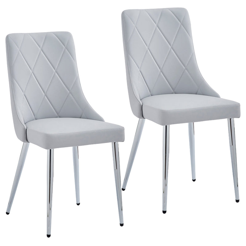 7. "Modern Devo Dining Chair, Set of 2 in Light Grey and Chrome - Versatile for various interior styles"