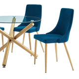 6. "Blue and Aged Gold Chairs - Add a Pop of Color to Your Dining Room"