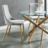 2. "Grey and Aged Gold Carmilla Dining Chairs - Stylish and sophisticated addition to your home decor"