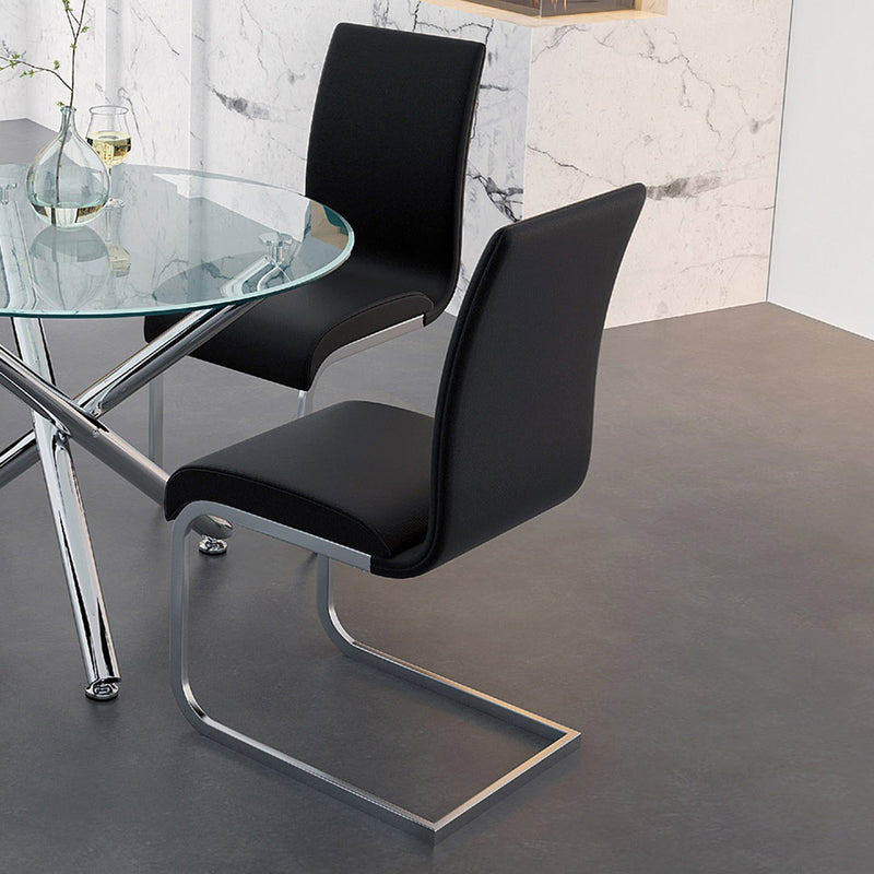 2. "Black and Chrome Maxim Dining Chair, Set of 2 - Stylish addition to any dining space"