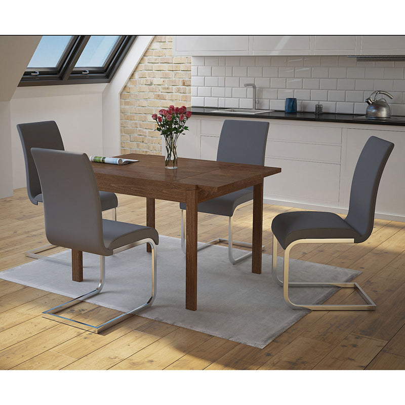 4. "Grey and Chrome Dining Chairs - Set of 2 for modern and elegant dining spaces"