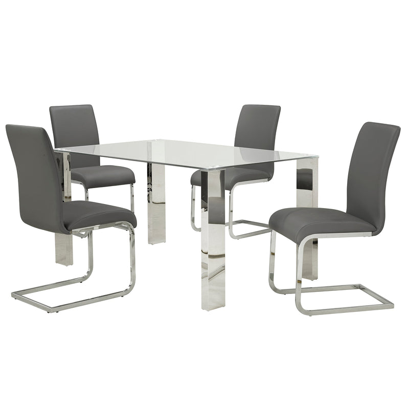 5. "Maxim Dining Chair, Set of 2 - Grey fabric upholstery with chrome legs"