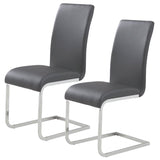7. "Maxim Dining Chair, Set of 2 - Grey padded seats with chrome frame"
