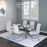 4. "White and Chrome Dining Chairs - Enhance your dining area with the Maxim Set"
