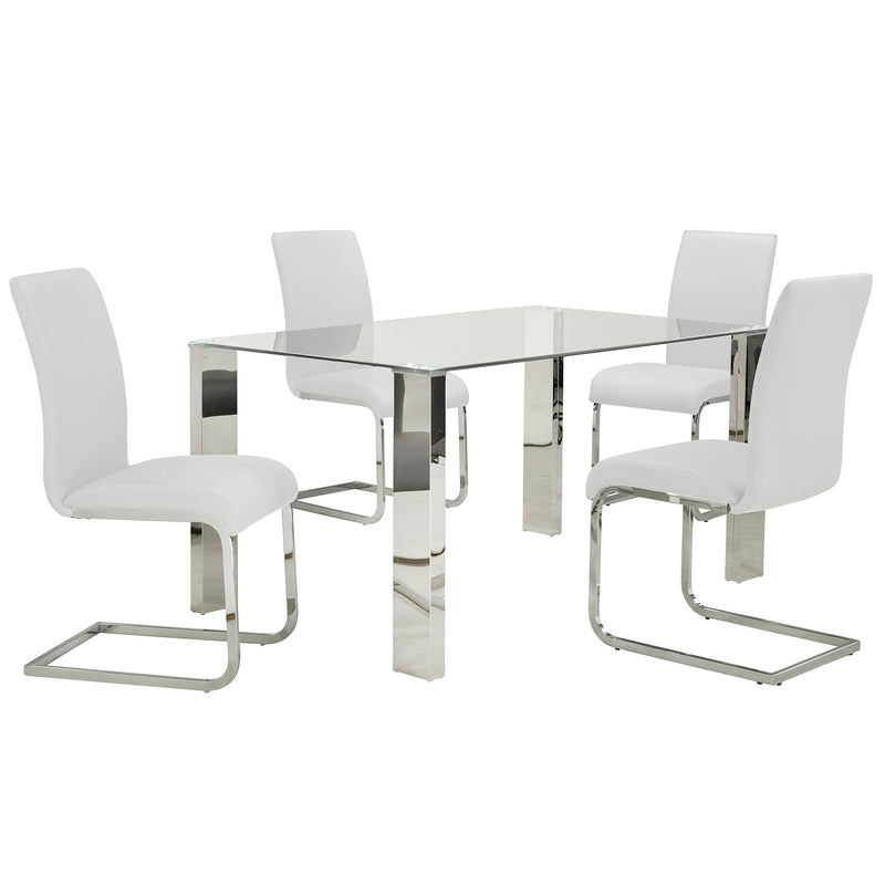 5. "Maxim Dining Chair, Set of 2 in White and Chrome - Durable and easy to clean"