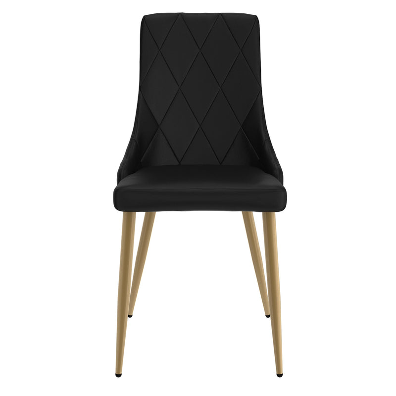 4. "Stylish Dining Chairs in Black and Aged Gold - Set of 2"