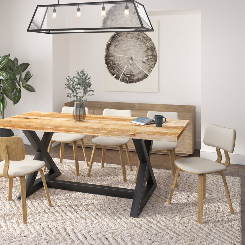 2. "Beige Fabric and Natural Zuni Dining Chair - Stylish addition to any dining space"