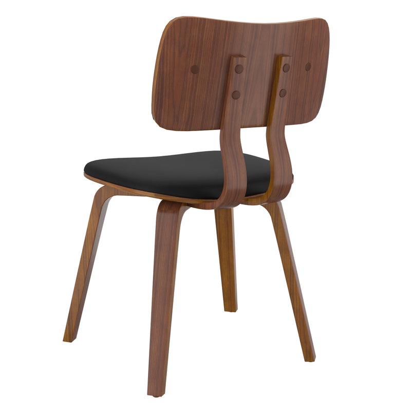 3. "Zuni Dining Chair in Black Faux Leather and Walnut - Modern Design for Any Dining Space"