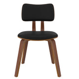 4. "Black Faux Leather and Walnut Zuni Dining Chair - Sleek and Versatile Seating Option"