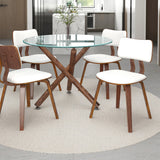 2. "White Faux Leather and Walnut Zuni Dining Chair - Stylish and Comfortable"