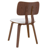 3. "Zuni Dining Chair in White Faux Leather and Walnut - Perfect Addition to Any Dining Space"