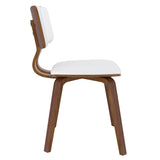 5. "Zuni Dining Chair in White Faux Leather and Walnut - Durable and Long-lasting"