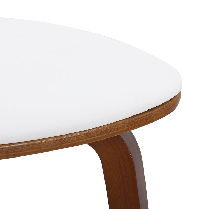 6. "White Faux Leather and Walnut Zuni Dining Chair - Versatile and Easy to Clean"