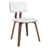 1. "Zuni Dining Chair in White Faux Leather and Walnut - Elegant and Modern Design"