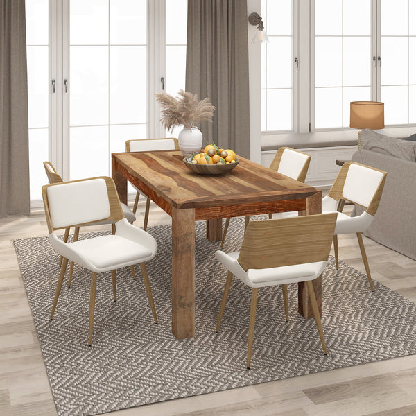 2. "Beige Fabric and Natural Metal and Wood Hudson Dining Chair - Stylish and Versatile"