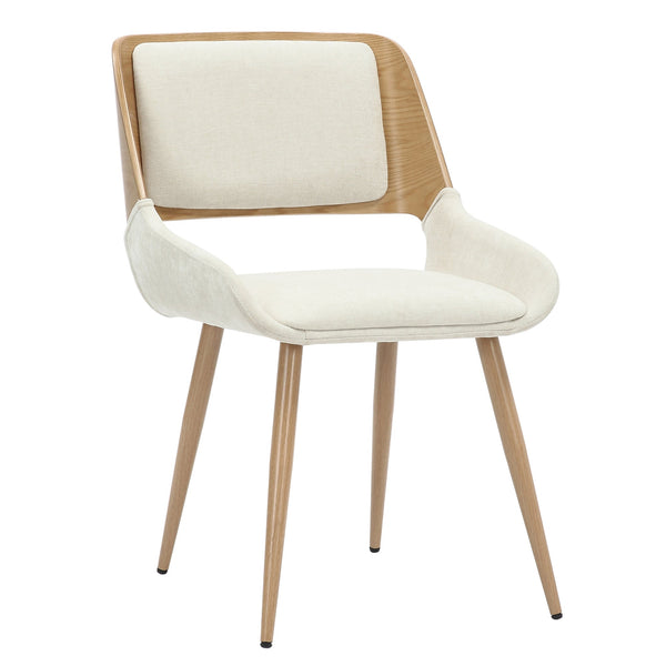 1. "Hudson Dining Chair in Beige Fabric and Natural Metal and Wood - Elegant and Comfortable Seating"