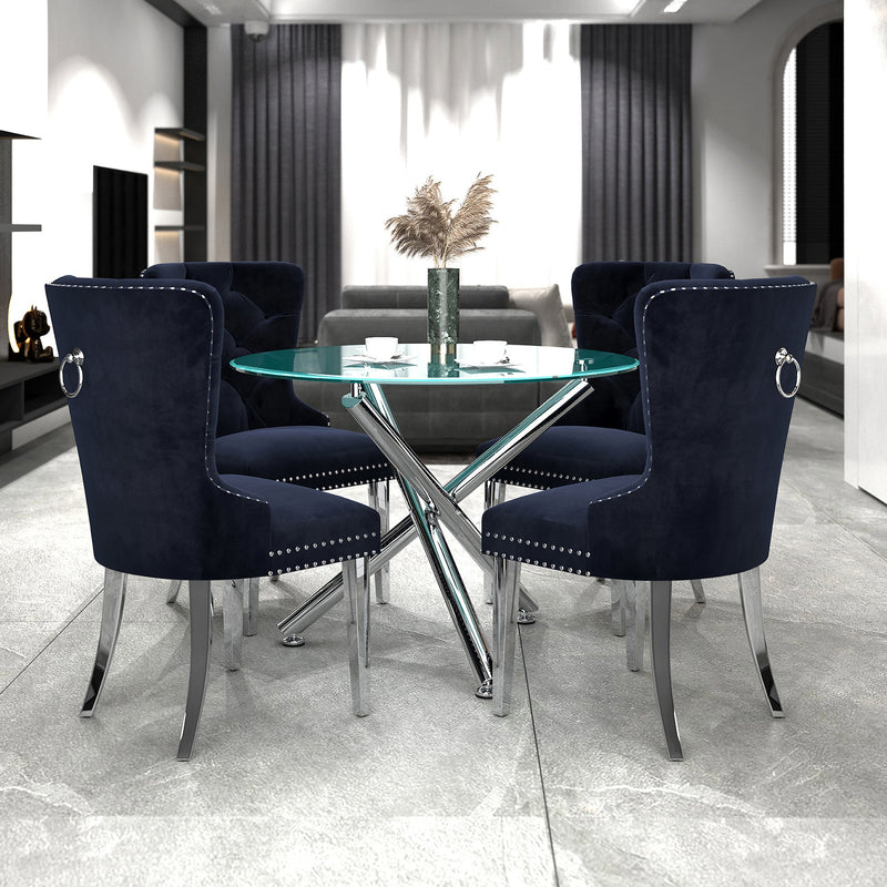 2. "Black and Chrome Dining Chairs - Stylish addition to any dining space"