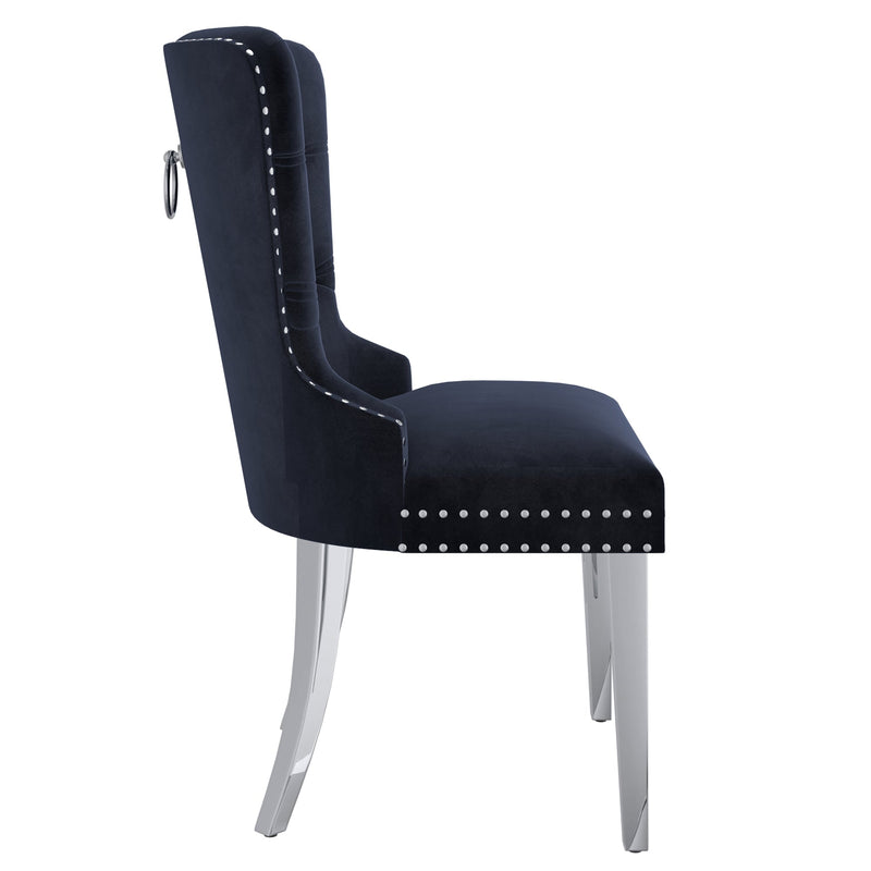 5. "Modern Dining Chairs in Black and Chrome - Comfort and style combined"
