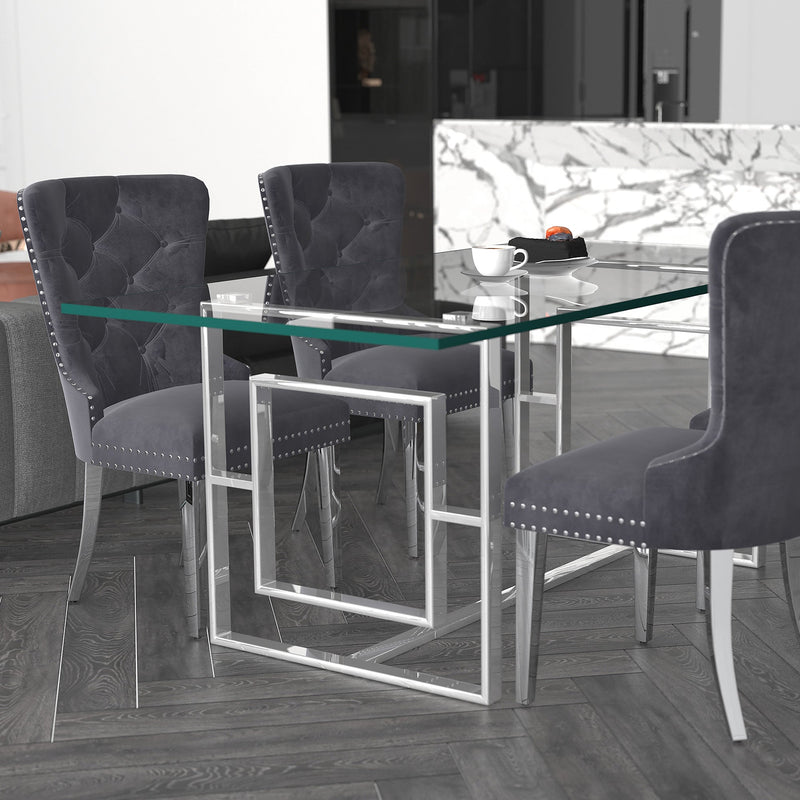 2. "Grey and Chrome Hollis Dining Chair, Set of 2 - Stylish and comfortable seating"