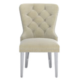4. "Ivory and Chrome Hollis Dining Chair, Set of 2 - Sleek and Versatile"