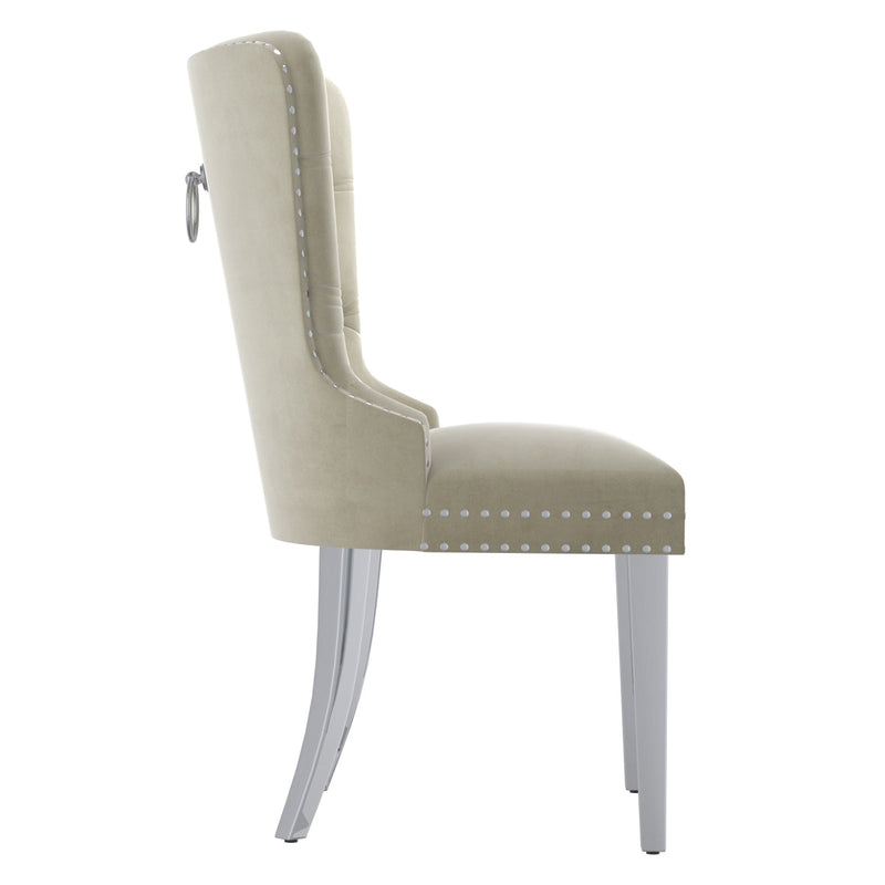 5. "Upgrade Your Dining Space with the Hollis Dining Chair, Set of 2 in Ivory and Chrome"