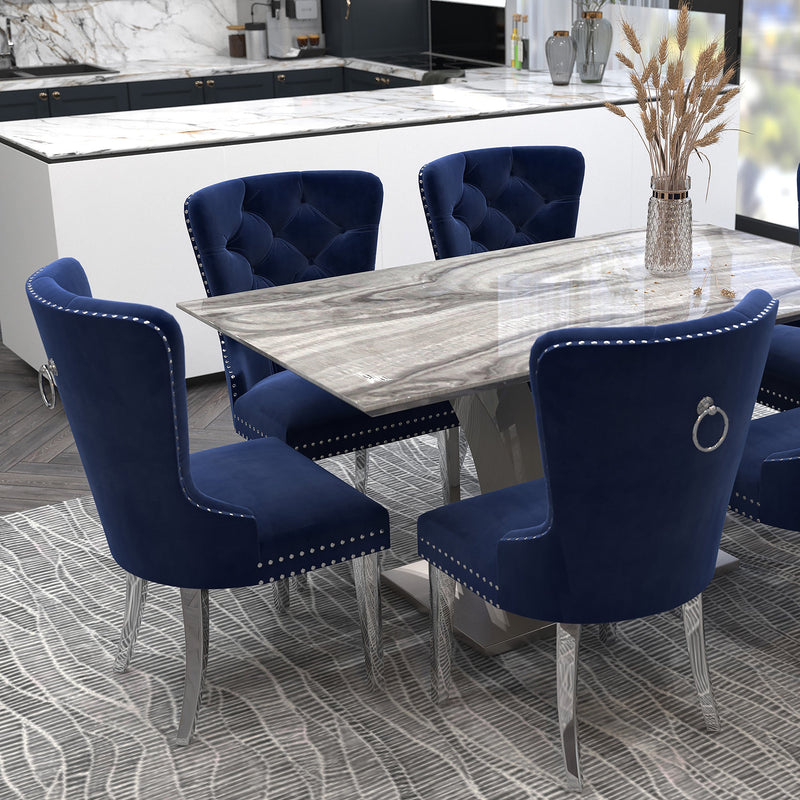 2. "Navy and Chrome Hollis Dining Chair, Set of 2 - Stylish and durable chairs for your dining space"
