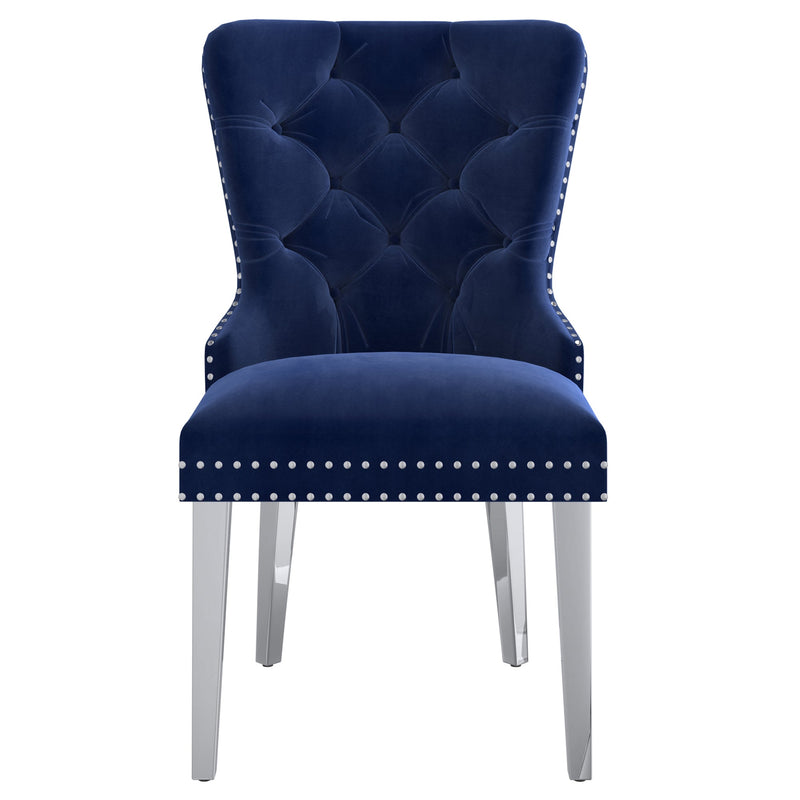 4. "Navy and Chrome Dining Chairs - Set of 2 Hollis Chairs for a contemporary touch in your home"