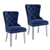 7. "Enhance your dining room decor with the Hollis Dining Chair, Set of 2 in Navy and Chrome"