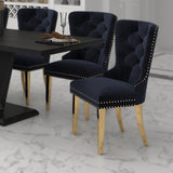 2. "Black and Gold Mizal Dining Chairs - Perfect for Modern Dining Spaces"