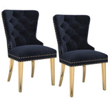 7. "Mizal Dining Chair Set of 2 in Black and Gold - Versatile and Chic"